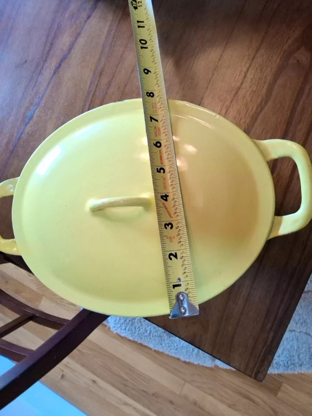 Vintage Descoware Belgium Enamel Cast Iron Casserole FE 8 3-A w/Yellow Lid